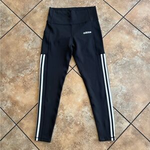 Adidas Black Climalite Three-stripe Leggings | Black